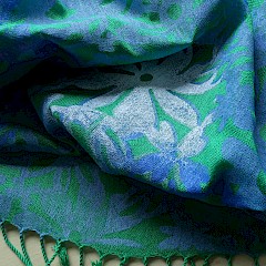 Sjaal, 100% Viscose, groen, Dessin Kantdruk