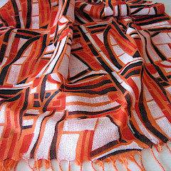 Sjaal, 100% Viscose, oranje, Dessin: Scheepswerf 3