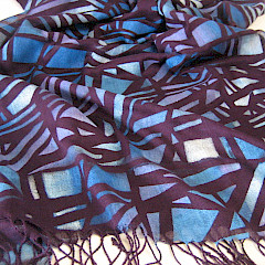 Sjaal, 100% Viscose, aubergine, Dessin: Scheepswerf 2